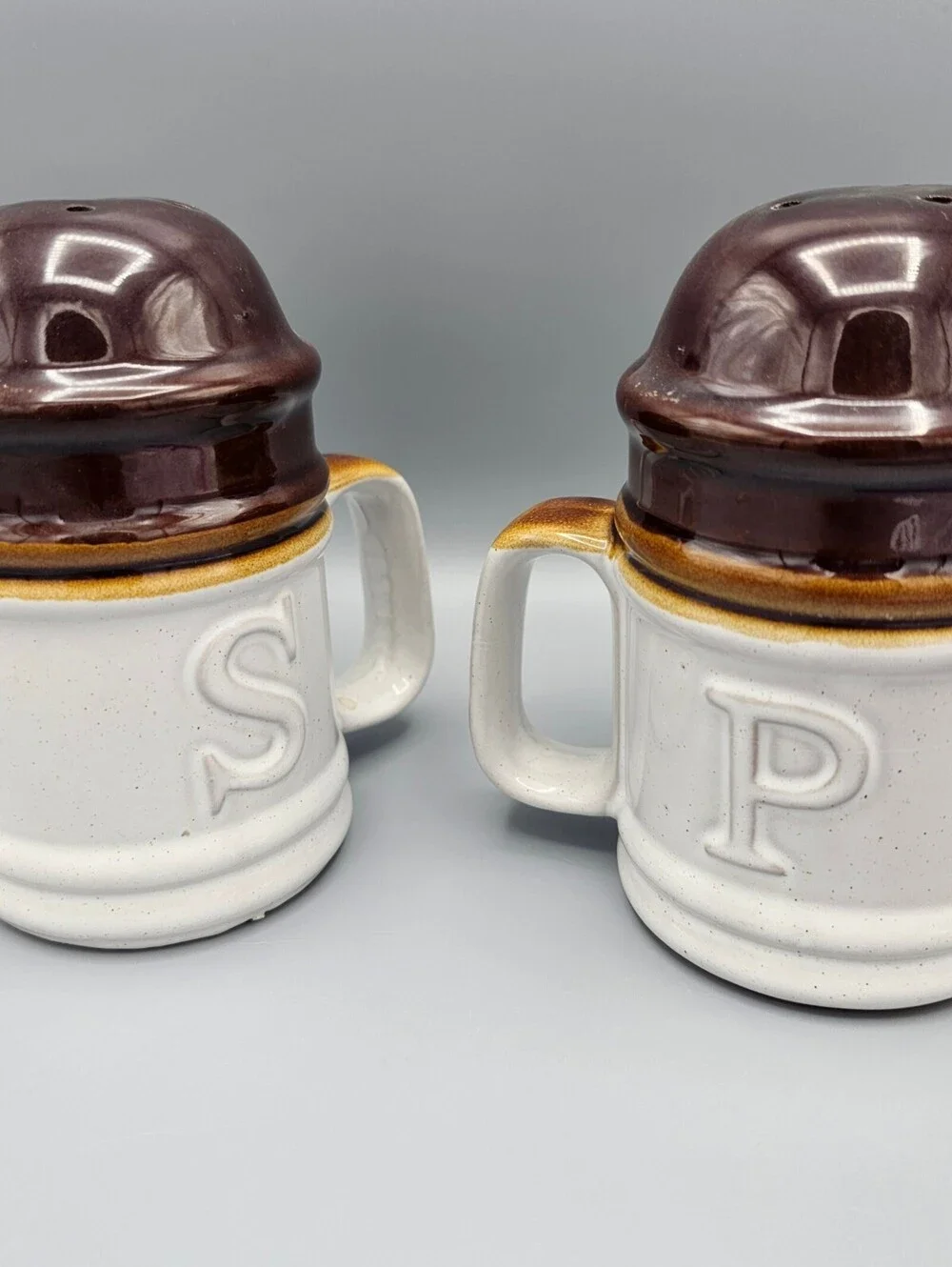 Vintage Ceramic Salt and Pepper Shakers Mug Style